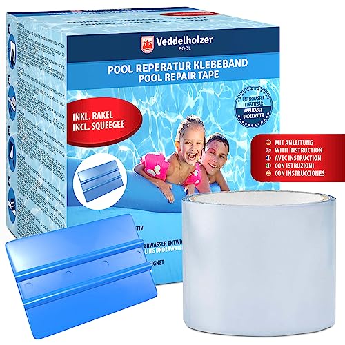 Veddelholzer Set Per La Riparazione Della Piscina Nastro Impermeabile Subacqueo 10 Cm X 150 Cm Nastro Sigillante Trasparente, Nastro Flessibile, Strum