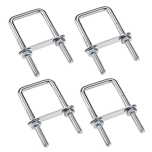4 Pezzi Bulloni A U M6 U-Bolts 80 X 50 Mm, Bulloni U Quadrati In Acciaio Inox Con Dado Piastre Rondella, Bullone U Per Tubo Dell'Acqua Fisso, Tubo, Ba