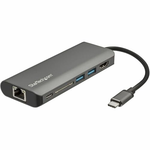 Startech.Com Adattatore Usb C Multiporta, Dock Station Usb-C A 4K Hdmi, 3X Usb 3.0 Hub, Sd/Sdhc, Gbe, 60W Pd Pass-Through, Mini Docking Station Portat