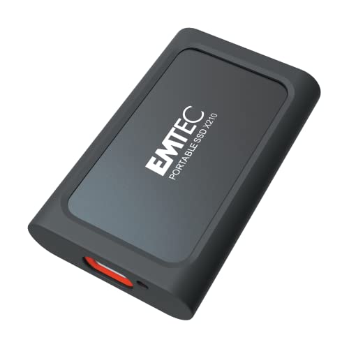 Emtec Unità Ssd Esterna X210 Elite Da 1 Tb - Retrocompatibile Usb 3.2 Gen1 E 2.0 - Tecnologia 3D Nand Flash - Cavo Usb-C 3.2 Gen2 A Usb-A E Custodia P