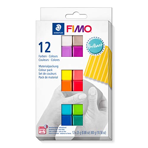 Staedtler Pasta Per Modellare Fimo Soft Brillant Colours, Morbida E Liscia, Appositamente Progettata Per Principianti E Hobbisti, 12 Blocchi Da 25 G I