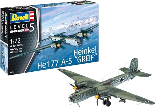 Revell 03913 Heinkel He177 A-5 Greif 14 - Modellino In Scala 1:72, Riproduzione Fedele All'Orginale Con Molti Dettagli, 14 Anni A 99 Anni, Multicolore