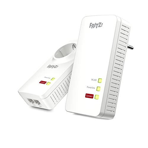 Avm Fritz Powerline 1260E/1220E - Set Wlan Punto Di Accesso Wlan, Ideale Per Streaming Media O Collegamento Nas, 1,200 Mbit/S, Versione In Lingua Tede