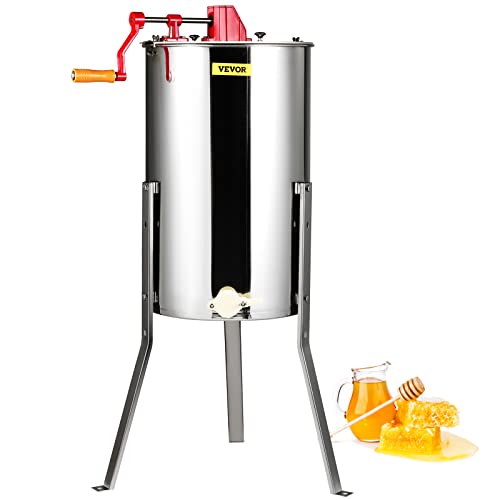 Vevor Estrattore Di Miele Manuale In Acciaio Inox Capienza Da 3 Favi 48X23Cm / 48X16Cmper Apicoltura, Smielatore Centrifuga Di Miele Manuale Con Coper