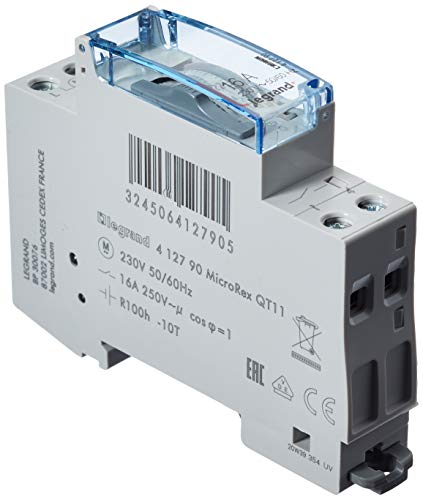 Legrand 412790 Interruttore Orario Programmabile, Quadrante Verticale, Riserva Di Lavoro 100H, 230 V, 50/60 Hz