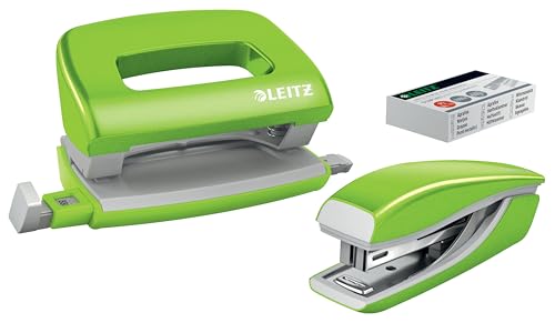 Leitz Set Nexxt Mini Cucitrice E Perforatore, Capacità Fino A 10 Fogli, 55612254, Verde