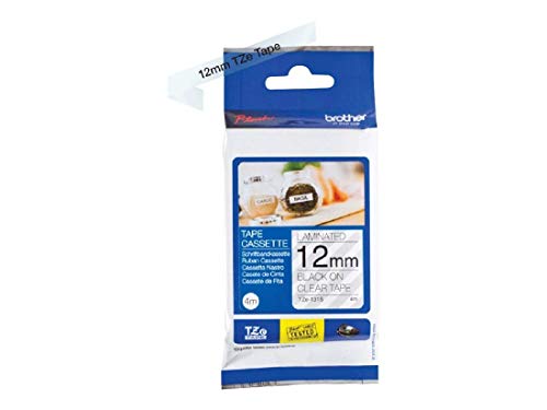 Brother Tze131S Nastro Laminato, 12 Mm, Nero/Trasparente, Lunghezza 4 Metri