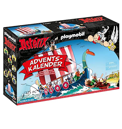 Playmobil Calendario Dell'Avvento 71087 Asterix E I Pirati Con Nave Pirata Galleggiante, Scialuppa E Personaggi Del Fumetto, Giocattolo Per Bambini Da
