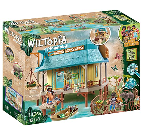 Playmobil Wiltopia 71007 Centro Per L'Assistenza Degli Animali Dell'Amazzonia, Con Effetti Luminosi E Animali Giocattolo, Giocattolo Sostenibile Per B