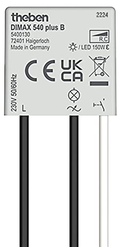 Theben 5400130 Dimax 540 Plus B Dimmer Da Incasso I Dimmer Up I Carichi R E C I 230 V Ac I Senza Conduttore Zero, Piccola Struttura, Retrofitting, Spe