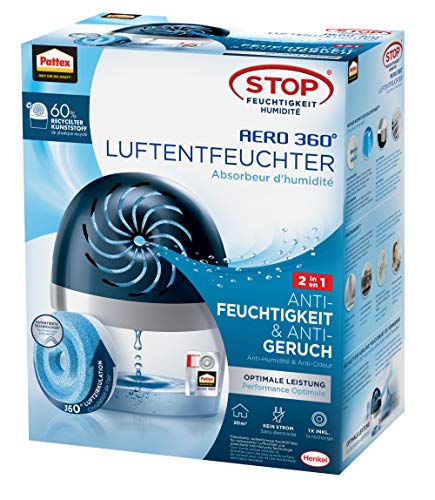 Deumidificatore Pattex Aero 360O, Umidificatore Ultra-Assorbente Per Ambienti, Aiuta Ad Evitare La Condensa, L’Odore Di Muffa E Moderno, 1 Apparecchio