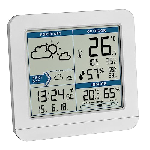 Tfa Dostmann Stazione Meteo Wireless Sky, 35.1152.02, Stazione Meteo Wireless Con Sensore Esterno, Previsioni Del Tempo, Radiosveglia, Interno Ed Este