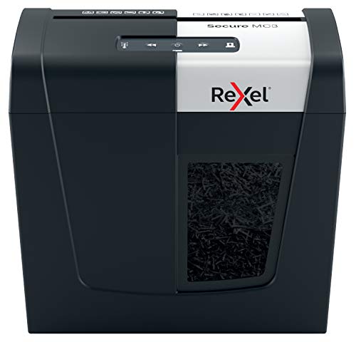 Rexel Secure Mc3 Whisper-Shred, Distruggidocumenti Manuale Personal, 3 Fogli, Taglio Micro, Sicurezza P-5, Capacità 10 Litri, 2020128