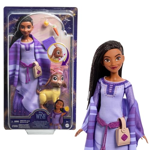 Disney Wish - Set Avventure Con Asha Di Rosas, Bambola Asha Snodata Con Abito Rimovibile, Cucciolo Valentino, Star, Accessori Inclusi, Giocattolo Per