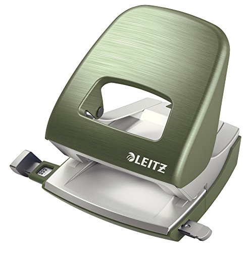 Leitz Pratica Perforatrice Da Ufficio, Capacità Fino A 30 Fogli, Verde (Acqua), Metallo, Guida Di Arresto Con Barra Di Selezione Del Formato, Gamma St
