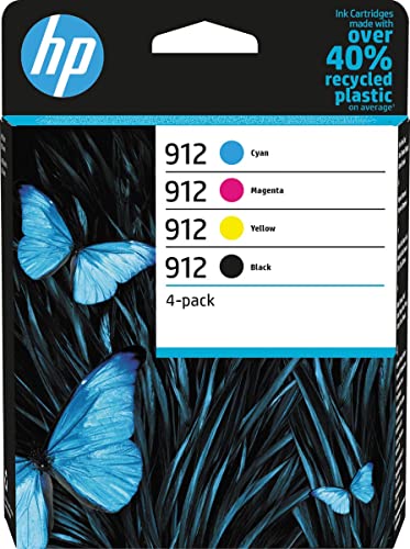 Hp 912 Nero, Ciano, Giallo E Magenta, 6Zc74Ae, Confezione Da 4 Cartucce Originali Hp, Compatibili Con Stampanti Hp Officejet Pro Serie 8010 E 8020