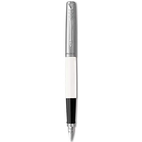 Parker Jotter Originals Penna Stilografica, Punta Media, Inchiostro Blu E Nero, Bianco Classico