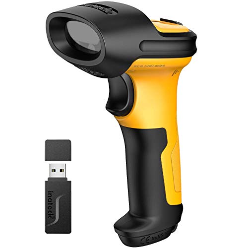 Inateck Lettore Codici A Barre Wireless 2.4Ghz Barcode Scanner | Portata 60M Batteria 2600Mah Durata Batteria Uso Ininterrotto 1 Mese | Lettura Automa