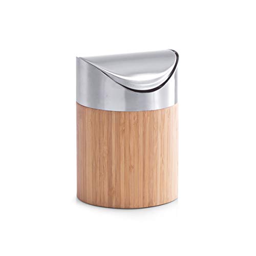 Zeller 25281 Pattumiera Da Tavola In Bambù, Ø 12 X 17, Multi-Colour, Legno