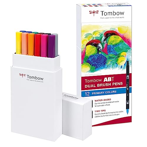 Tombow Abt-12P-1 Tratto Fine, Set Da 12 Pennarelli, Colori Primari