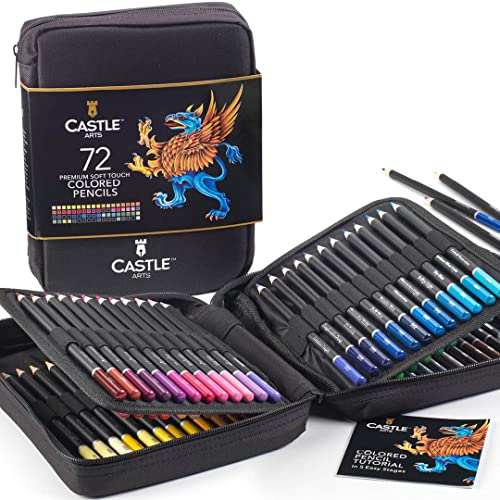 Castle Art Supplies Set 72 Matite | Mine Colorate Con Anima Morbida Per Artisti, Professionisti E Coloristi Adulti | In Resistente Custodia Cernierata