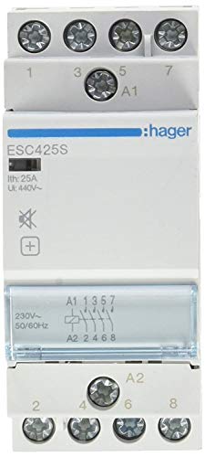 Hager Esc425S Trapéreur Back Silencer Circuit Breaker, 25A, 4Na, 230V