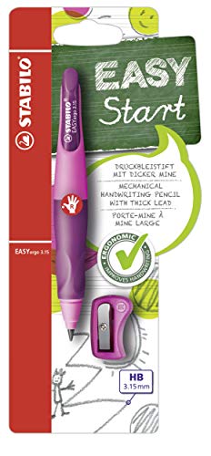 Matita A Scatto Ergonomica - Stabilo Easyergo 3.15 In Rosa/Lilla Per Destrimani - Con Mina 3.15 Mm Gradazione Hb E Temperino
