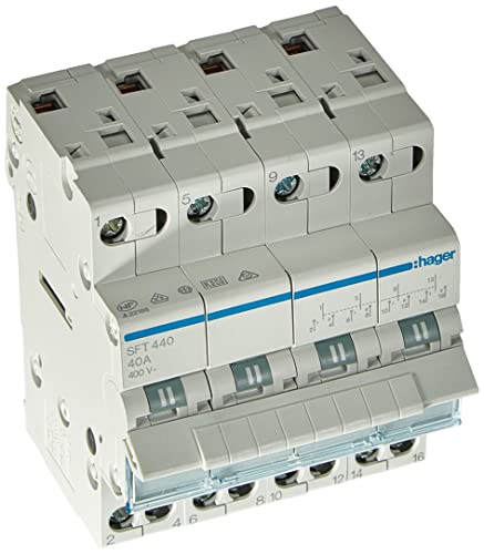 Hager Sft440 – Commutatore 1 – 0 Di 2 Tetrapolare 40 A 4 Moduli Con Comune In Alto