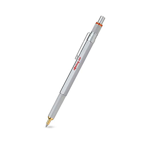 Rotring 800 Penna A Sfera, Punta Media, Inchiostro Blu, Corpo Argento, Ricaricabile