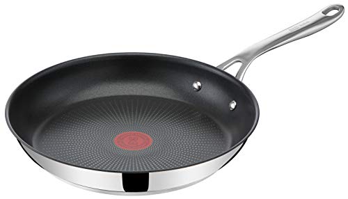 Tefal Jamie Oliver Padella 24 Cm, Acciaio Inossidabile, Antiaderente Rinforzato Con Titanio, Thermo-Signal, Forma Profonda, Adatta A Gas, Piano Cottur