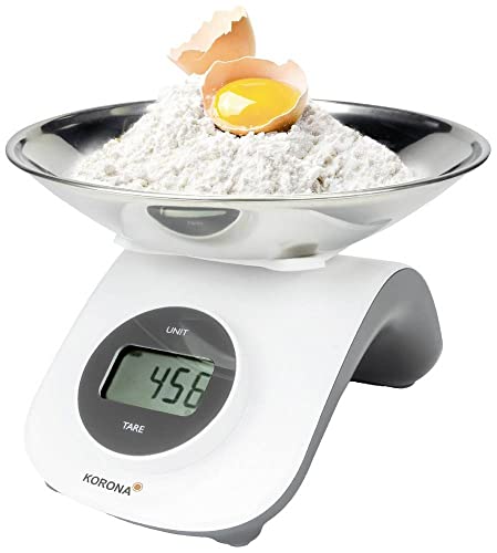 Korona 76161 Bilancia Da Cucina Elettronica "Cleo"; Grazie Alla Power Botton Senza Batteria Ed Ecologica, Bianca, Digitale, Korona 76160 Pia
