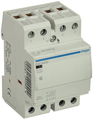 Hager - Esc440S - Silenzioso Contattore, 40A, 4No, 230V