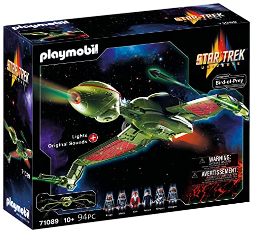 Playmobil 71089 Star Trek - Klingon Bird-Of-Prey, Astronave Klingon Con Effetti Luminosi, Suoni Originali E Personaggi Da Collezione, Per Bambini Dai