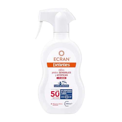 Ecran Denenes - Latte Protettivo Solare Spf 50+ Per Bambini In Spray, Protezione Uvb, Uva E Ir-A, Impermeabile, Con Estratto Di Cotone E Vitamina E, A