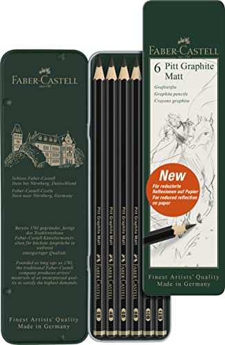 Faber-Castell 115207 - Set Di Matite Pitt Graphite Matt, 6 Pezzi, Durezza 2B - 12B