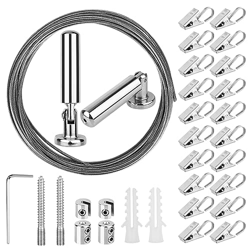 Ootsr [5 Metri Acciaio Inossidabile Foto Hanging Wire Clothesline Tenda Per Finestre Tenda Wire Crafts Organizer Con (20) Doccia Tenda Clip