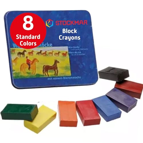 Stockmar 34000 - Pastelli A Cera Con Cera D'Api, Resistenti All'Acqua, 8 Pezzi, Custodia In Metallo