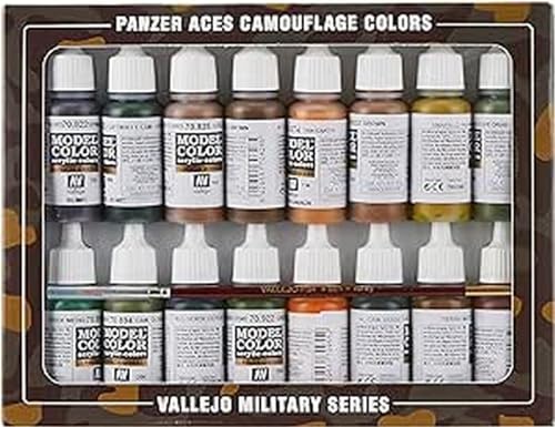 Vallejo Model Color Panzer Aces Mimetico - Set Pittura Acrilica, 16 X 17 Ml, Colori Asortiti