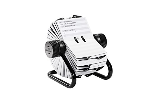 Durable 248201 Telindex Rotary File, Schedario Rotativo Da Scrivania, 500 Schede, Indice Alfabetico 25 Tasti, Nero