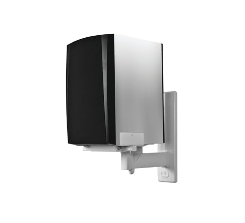 Coppia Di Supporti Staffe Da / A Muro / Parete In Acciaio Per Casse Stereo Audio E Diffusori Acustici Colore Bianco