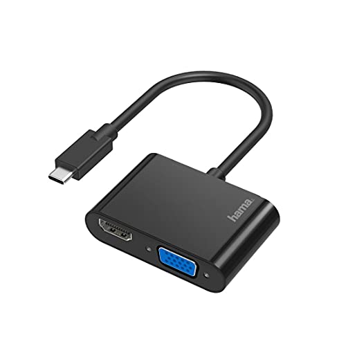 Hama Adattatore Da Usb-C A Vga E Hdmi Femmina (Adattatore Video Con Cavo, Hdmi E Vga A Usb C, Convertitore Audio, Ultra Hd 4K Per Pc, Notebook)