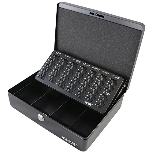 Hmf 10015-02 Cassetta Portavalori Con Vassoio Porta Monete E Banconote 30 X 24 X 9 Cm, Nero