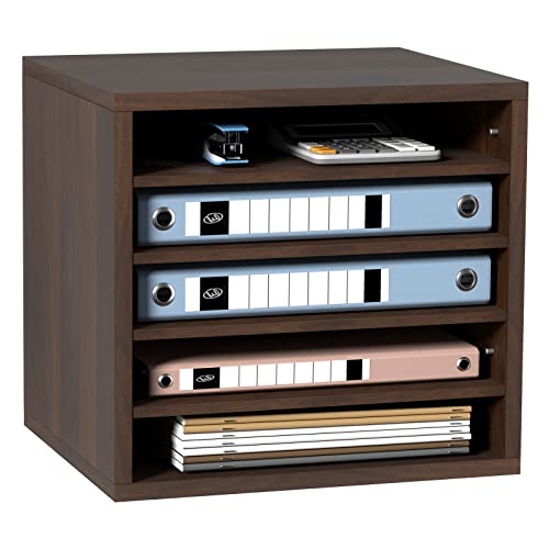 Vevor Organizzatore Per Documenti In Legno 5 Scompartimenti Marrone Carico Singolo 10Kg Rimovibili E Regolabili, Portadocumenti 35,5 X 30,5 X 33 Cm Pe