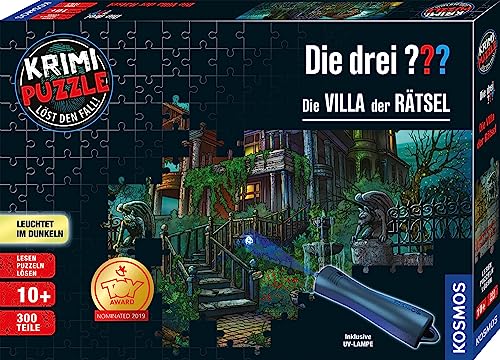 Kosmos 697976 - Crime Puzzle: The Three ??? - The Villa Of The Riddles, Si Illumina Al Buio, 300 Pezzi Con Lampada Uv, Lettura - Puzzle - Risoluzione
