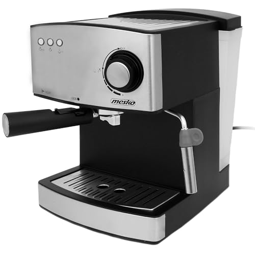 Mesko Ms 4403 Macchina Caffè Espresso Manuale Cappuccino, 15 Bar, Per Grani Macinato, Serbatoio Da 1,6L, Vaporetto Schiumatore Di Latte, Scaldatazze,