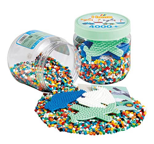 Hama - Vasetto Verde 4000 Perle + 3 Placche - Perle Da Stiro, Misura Media, Attività Creative