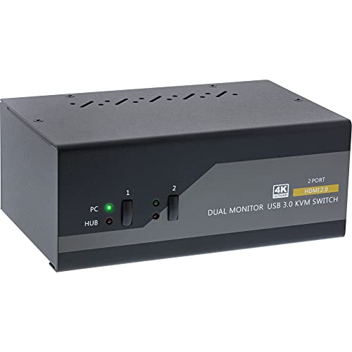 Inline 62652I Kvm - Switch Da Desktop, Doppio Monitor, Hdmi, 4K, Usb 3.0, Audio