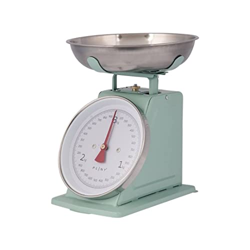 Plint New 3Kg Traditional Weighing Kitchen Scale With Stainless Steel Bowl, Retro Scales Mechanical Vintage, Retro Food Scales With Large Metal Bowl (