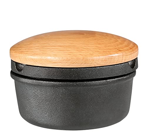 Zassenhaus Grattugia Per Spezie Xl | Ø 11 Cm, Altezza 7 Cm | In Ghisa Con Scomparto | Coperchio In Legno Di Faggio A Chiusura Ermetica | Superficie Ex