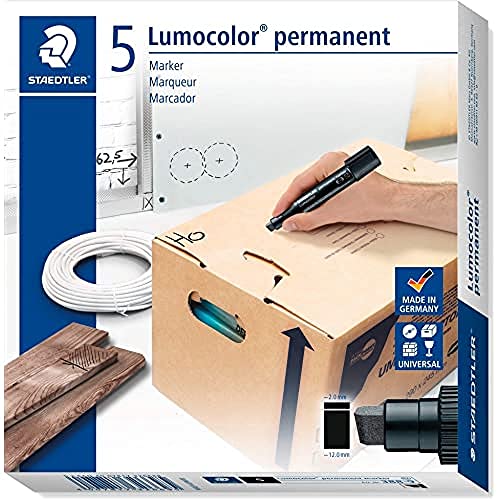 Staedtler Lumocolor Marcatore Permanente Punta Extra- Ampio Nero, 5 Pezzi